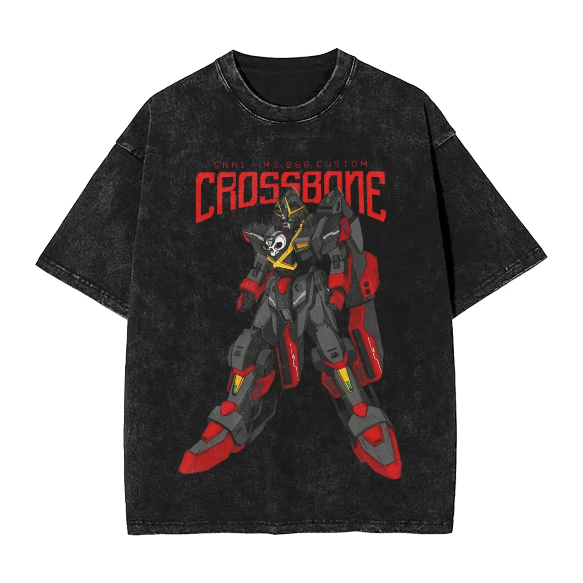 Y2k Kleidung Gundam Grafik-T-Shirts Herren Sommer Trendige Lässige Kurzarm-Shirts Damen Vintage Gewaschene Baumwoll-Fitness-Bekleidung Oberteile