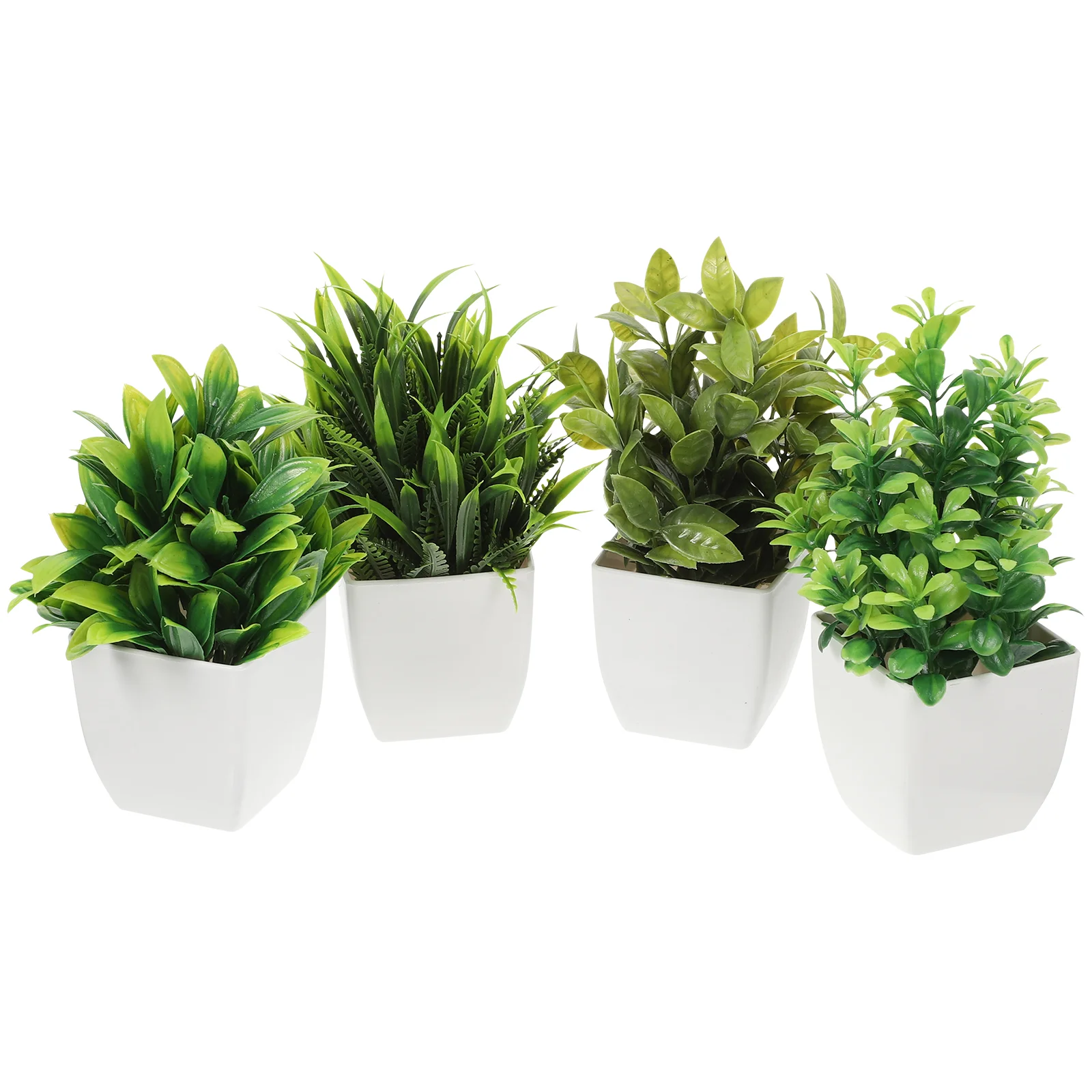 4 Pcs Artificial Potted Faux Green Indoor Decor Fake Small Office Desk Adornments Easy Maintenance Spring Lily Over