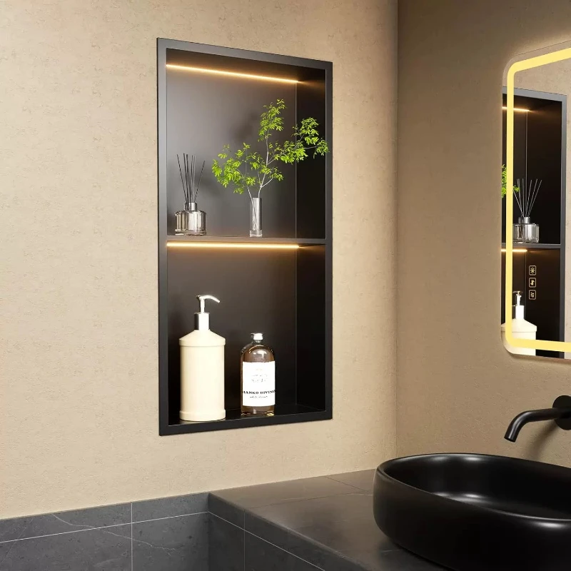 

Stainless steel niche embedded finished bathroom bathroom shower rack metal steel cabinet customization