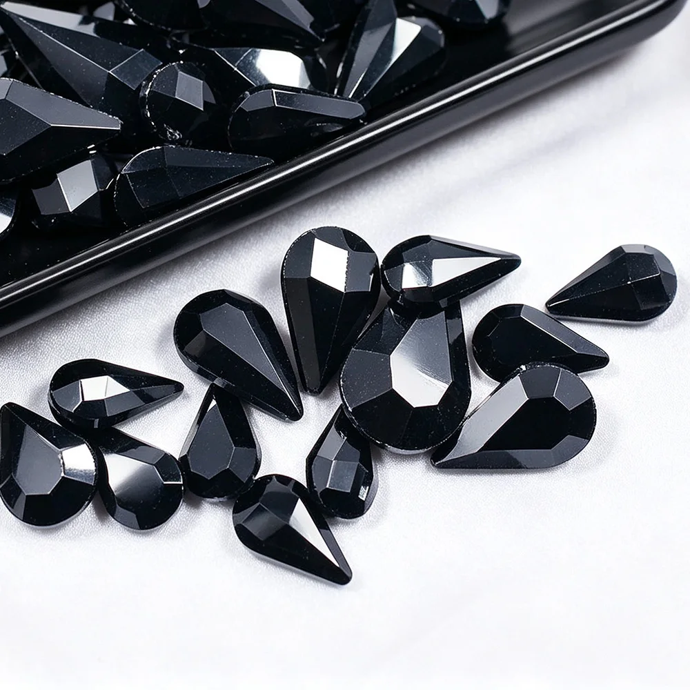 5x8mm Pointback Glass Rhinestones Trim Teardrop Shape Crystals Strass Stones Sew On Rhinestones for Dress Decoration Crafts Gems