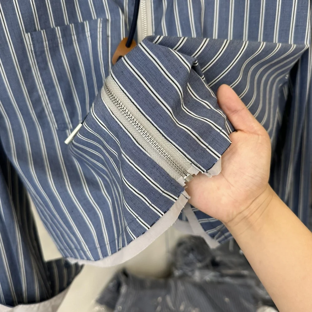 American Sle ort Zipper irt Jaet مخطط اللون Blo ex ربيع الخريف ملابس خارجية غير رسمية متعددة الاستخدامات للنساء والرجال #4