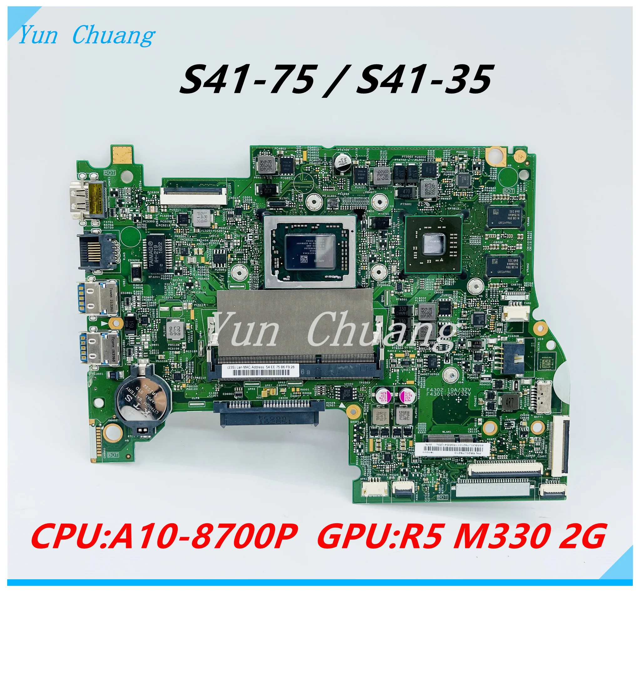 

14235-1 488.03N04.0011 For lenovo S41-75 S41-35 laptop motherboard A10-8700P CPU R5 M330 2G 5B20J79210 LT415-AMD MB mainboard