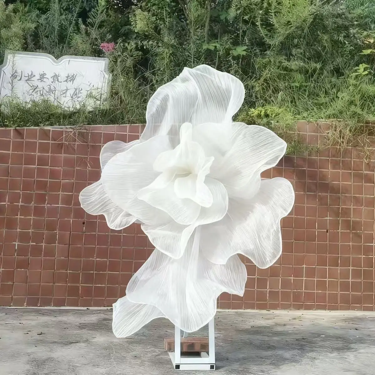 Fleur géante artificielle en organza de type pavot pour décoration de fond de mariage, ornements de fête d'anniversaire, aménagement de scène de Noël et de vitrine