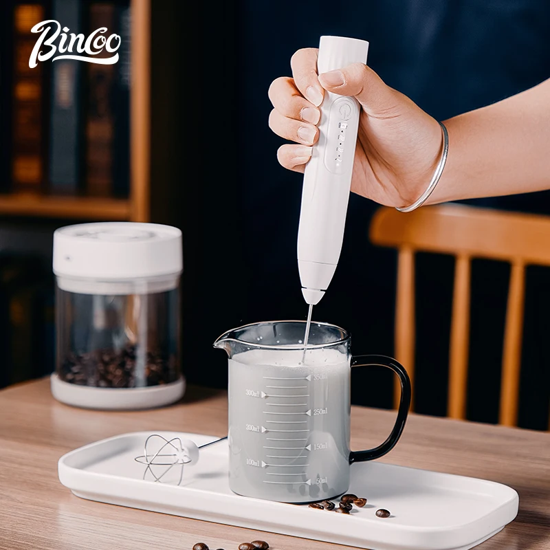 

Bincoo Coffee Milk Frother USB Rechargeable Dual Head - Stainless Steel Portable 3 Speed Lightweight for Perfect Latte Foam