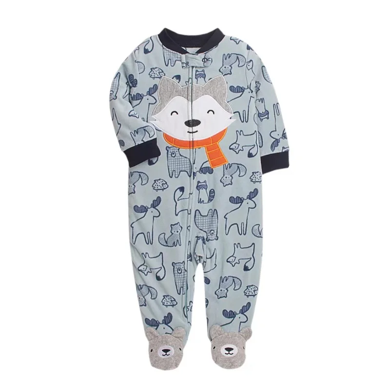 Footed Warm Baby Rompers 2021 Fall Winter Micro Polar Fleece Hot Baby Pajamas Infant jumpsuits Sleepwear 0/3-12M