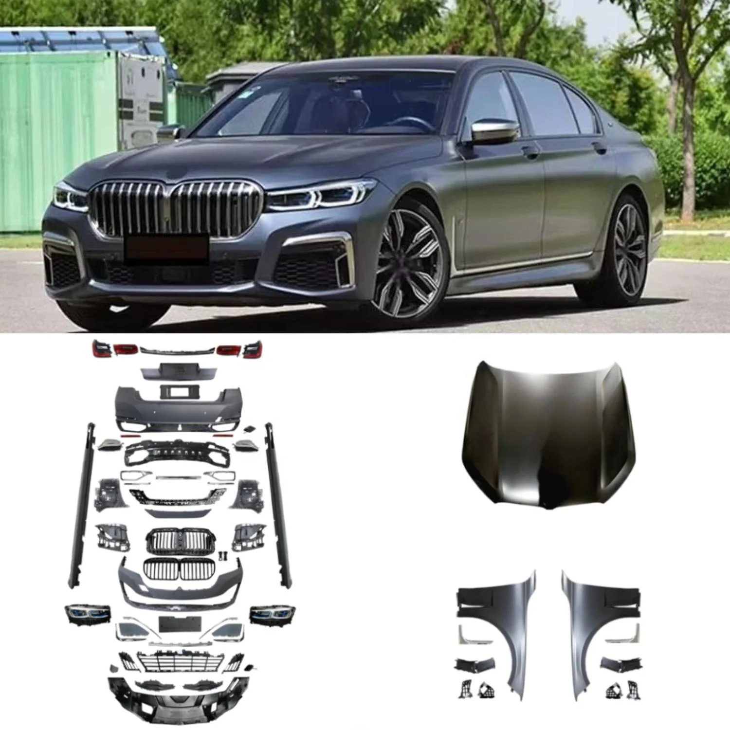 Body Kit G11 G12 M760 2016-2018 Modified LED Headlight Taillight Bumper Fender Upgrade 2019-2022 G12 Luxury Facelifts