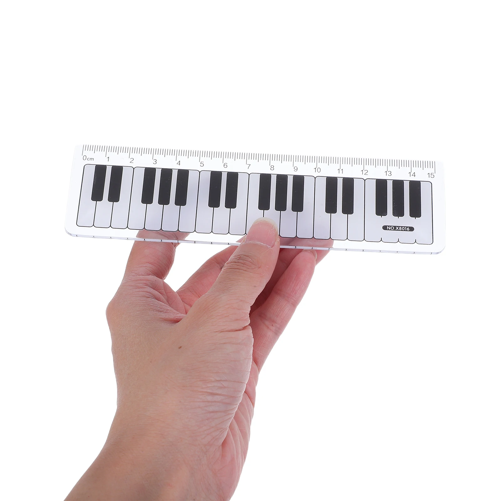 Regla temática musical, teclado de Piano de aprendizaje, escala de medición recta de plástico para la escuela, herramienta de dibujo transparente, 15 Uds.