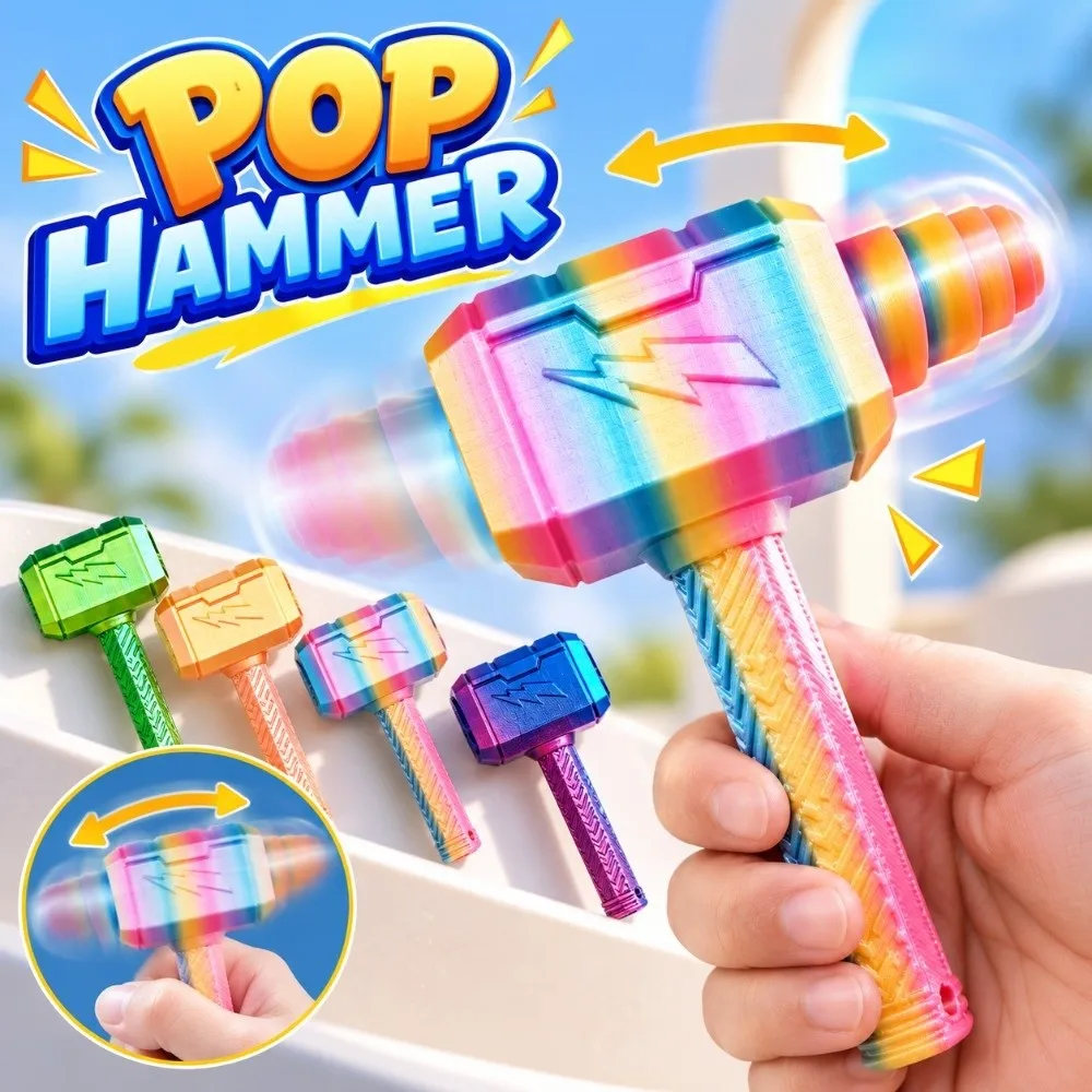 New 3D Printed Bounce Hammer Bounce Action Hammer Shape Colorful Hammer Pendant Hammer Ornament Desk Decoration