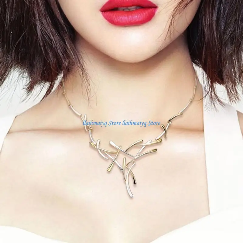 573B 1 Set Women Luxury Necklace Ear Studs Set Wedding Bridal Neck Chain for Cross Pendant Earrings Jewelry Adjustable Neckla