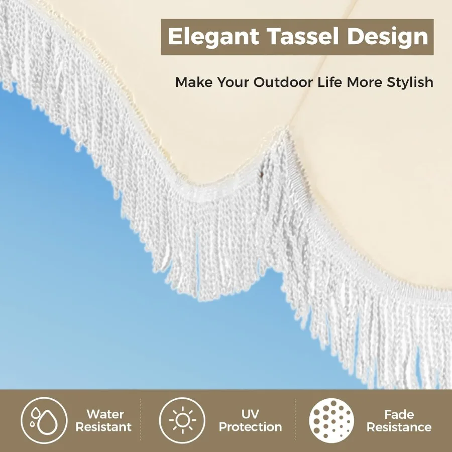 مظلة شاطئ خارجية محمولة بطول 7 أقدام مع هامش للاستخدام في الفناء والشاطئ تتميز بمراسي رملية وحقيبة حمل بزر ضغط وإمالة ميكانيكي