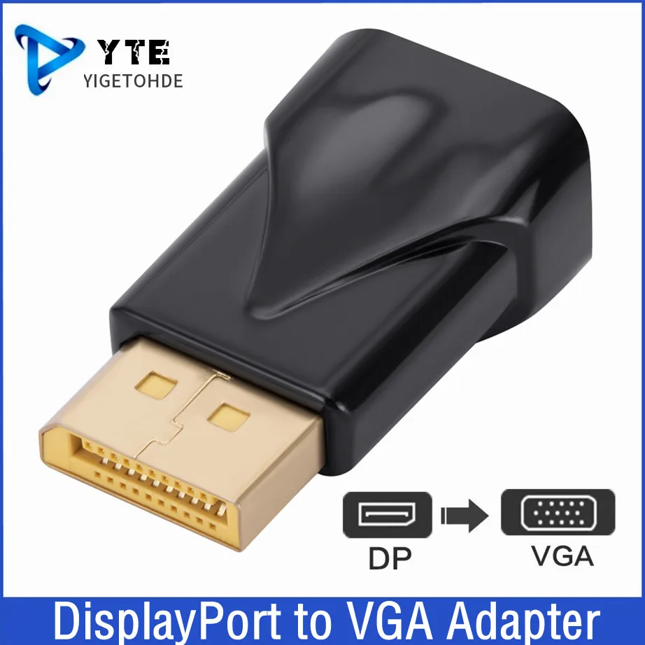 

YIGETOHDE DisplayPort Display Port DP to VGA Adapter 1080P Male to Female Video Converter For PC Projector DVD TV Laptop Monitor