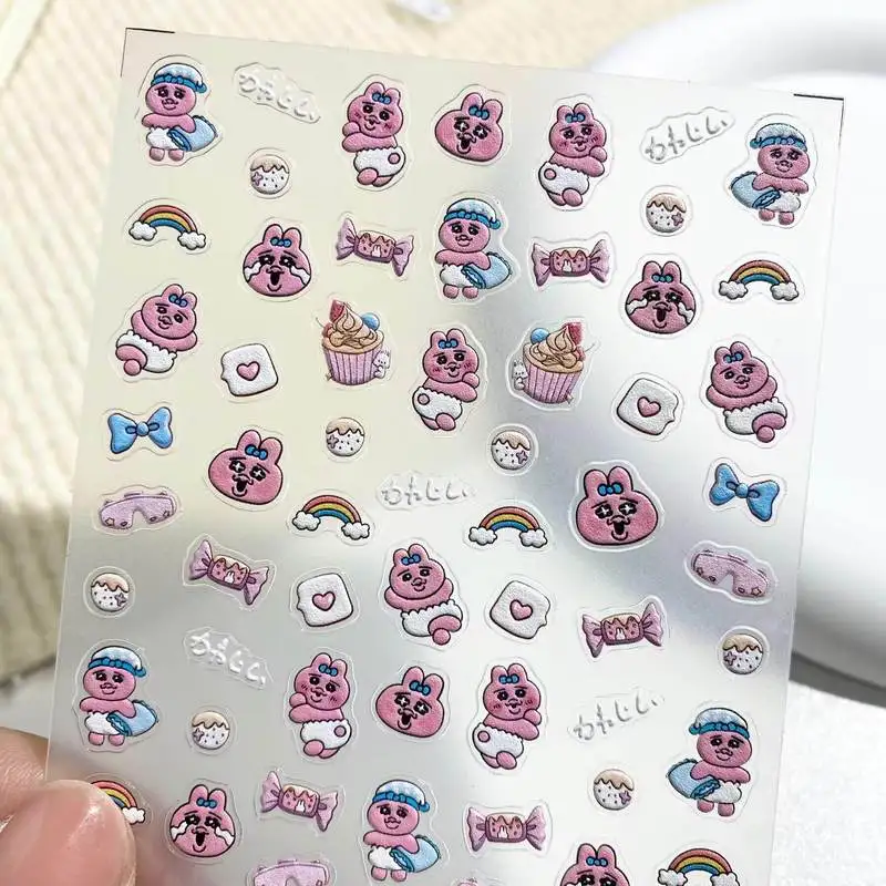 Cartoon Nail Art Stickers Japanese Style Opanchu Embossed Cute Diy Decals Girls Diy Phone Case Manicure Nail Design Decoration ﻿