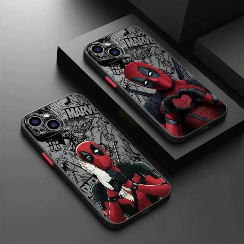 Marvel Deadpool Phone Case for iPhone 15 Plus SE XR 14 Pro Max 11 XS Max 12 Pro 13 Mini 7 8 Soft Matte Funda Cover