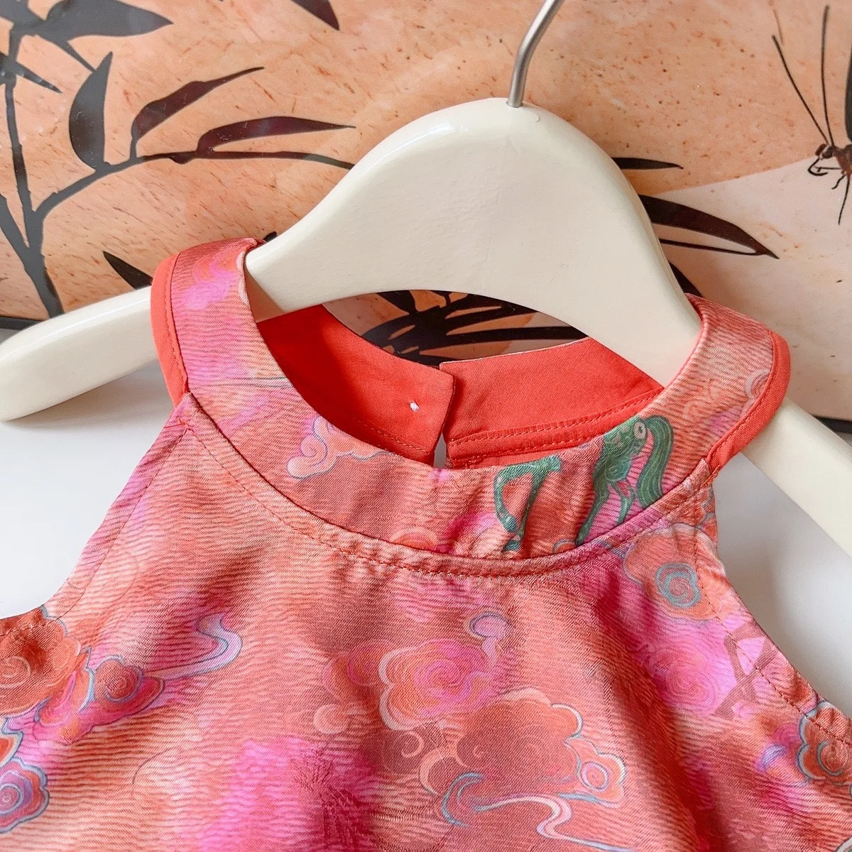 2026 Summer Girls Chinese Style Halter Princess Vest Dress Special Halter Neck Design Fashionable Holiday Look