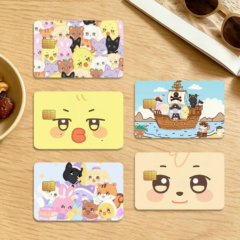 Cartoon A-ANITEEZ -S Cute Waterproof Anti-Scratch Card Skin Stickers 4Pcs Stylish Decor Covers for Credit & Debit Cards