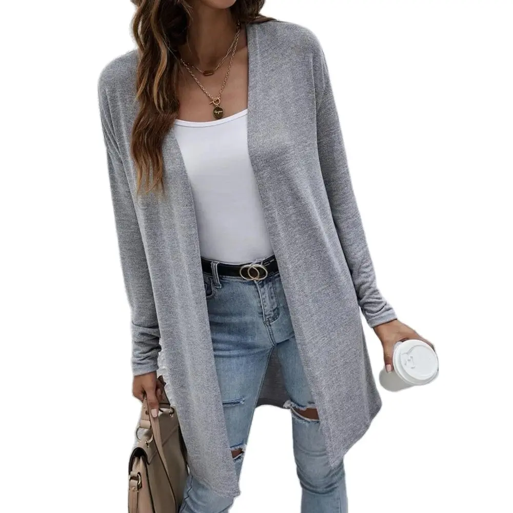 Autumn 2023 new source of women\'s pure color unbuttoned Cardigan long-sleeved sweater