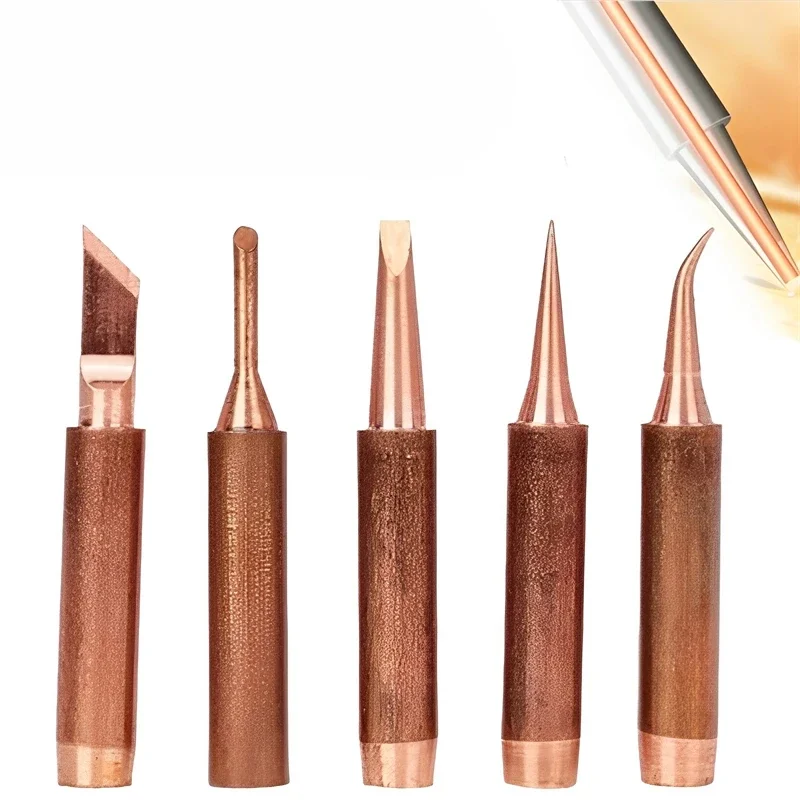 5pcs 900M-T Pure Copper Soldering Iron Tip Lead-free Solder Tips Welding Head BGA Soldering Tools Branding Iron