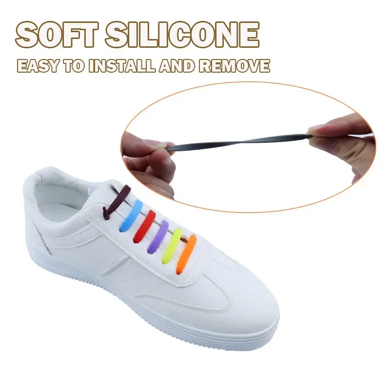 16 Stück Elastische Silikon-Schnürsenkel ohne Binden, Unisex Dehnbare Schuhbänder für Alle Sneaker, Modische Gummiband-Schnürsenkel – Detail 15