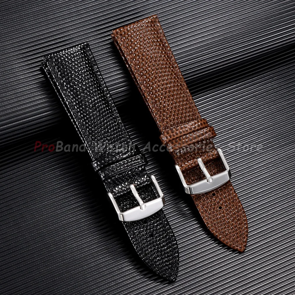 New Soft 15mm 14mm 16mm 18mm 19mm 21mm 20mm 22mm Lizard Pattern Leather Watch Band for Seiko for Omega Watch Strap Men Bracelets