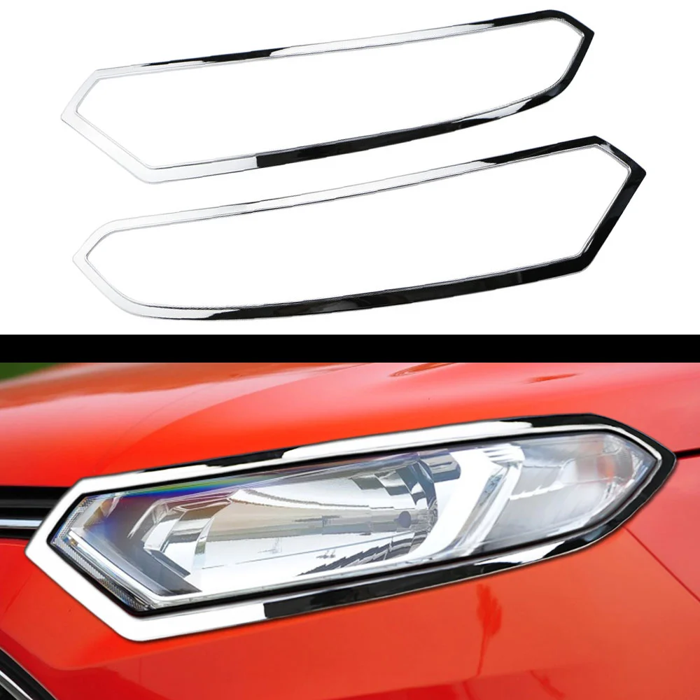 Car Styling ABS Chrome Car Combination Headlamp Trim for Ford Ecosport 2013-2017 Front Headlight Lamp Cover