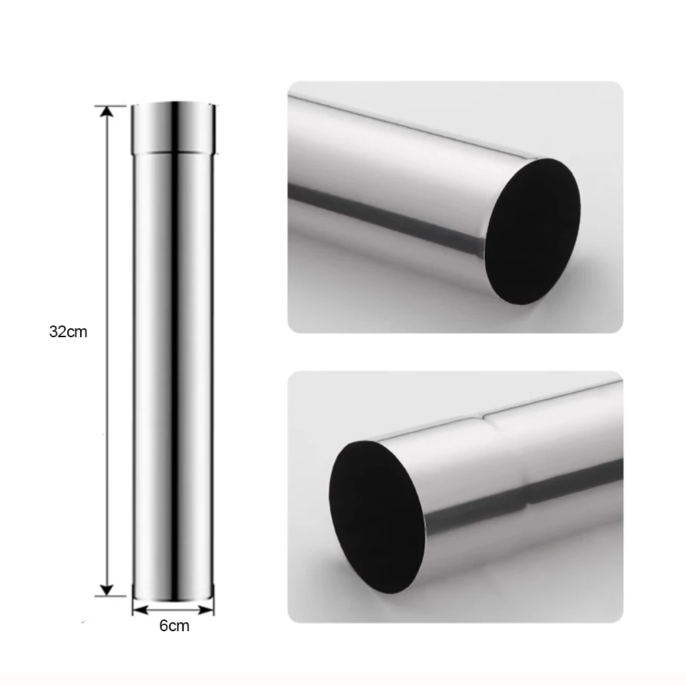 1pc Stainless Steel Stove Pipe Flue Chimney Extension Wood Stoves Camping Stove Chimney Pipes 6x26cm-36cm Outdoor Tools