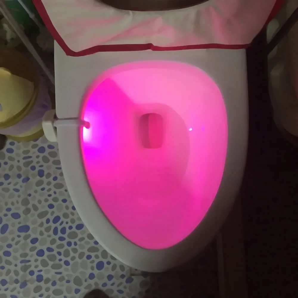 8 Color LED Toilet Night Light Automatic PIR Body Motion Sensor Bathroom Toilet Night light Seat lamparas Lamp For 3xAAA Battery