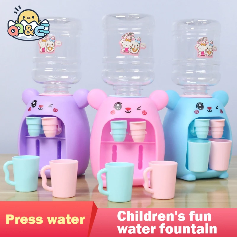 Mini Water Dispenser for Children Cute Cold/Warm Water Juice Milk Drinking Fountain Simulation Cartoon Kitchen Toys for Kid Gift