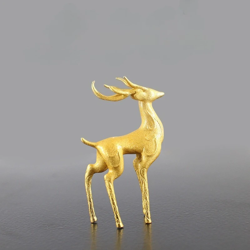 1 PC Metal Craft Elk Figurine Indoor Deer Ornament Miniature Home Decor Accessory Copper Animal Figurines Living Room Decoration