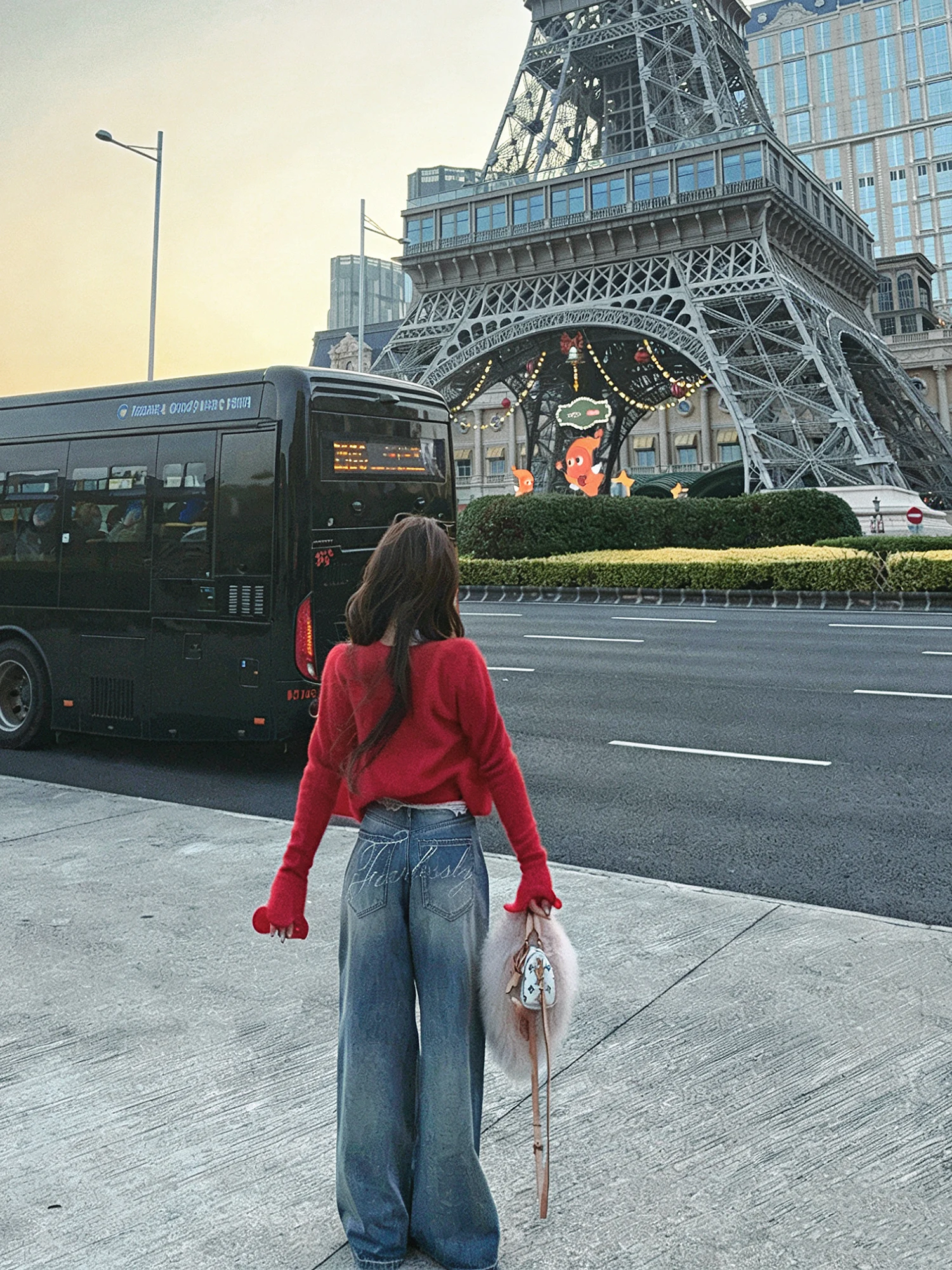 Red Wool Blend Knitted Cardigan with Faux Fur Sve Long Sve Commute Sle Loose Fit Women's Daily Wear Spring Cardigan