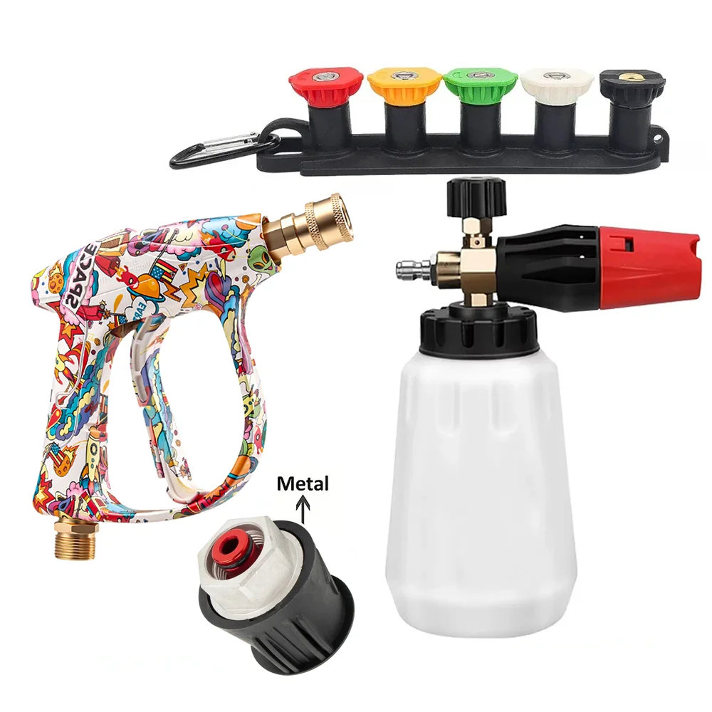 

Universal graffiti cleaning gun combo with foam pot, 5 nozzles, fixed base and compatible metal Lavor adapter