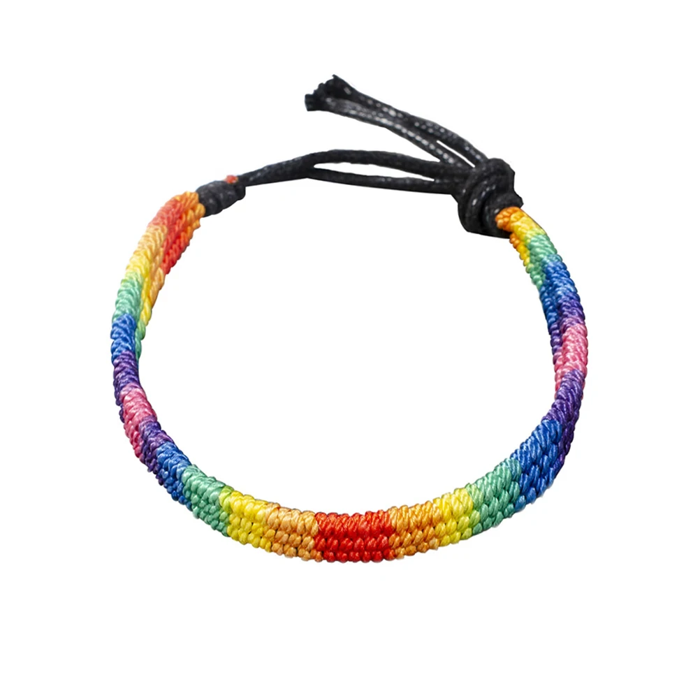 

2Pcs Rainbow Bracelet Unique Woven Wrist Chain for Couples High Quality Material Bright Colors Bold Statement Daily Wear