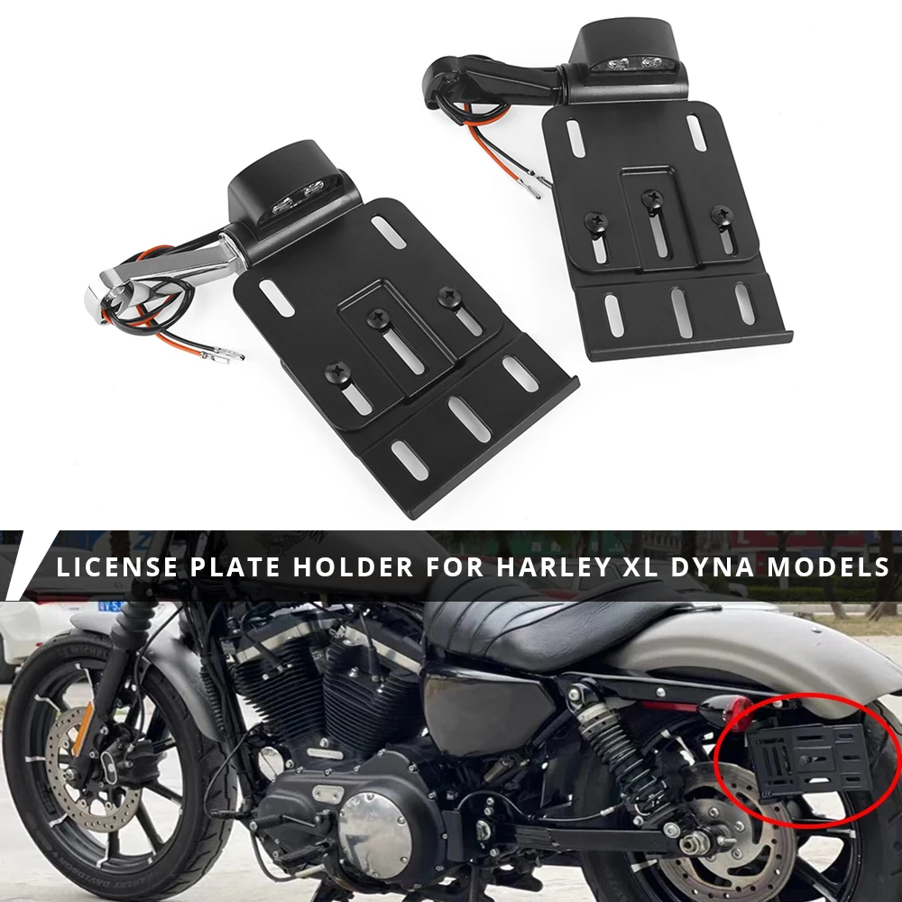 

Motorcycle Side License Plate Holder LED Display Bracket For Harley Sportster XL883 XL 1200 Dyna Low Rider FXDLS Street Bob FXDB