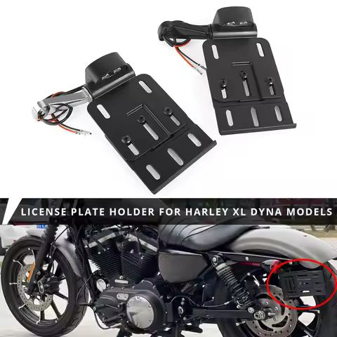 Motorcycle Side License Plate Holder LED Display Bracket For Harley Sportster XL883 XL 1200 Dyna Low Rider FXDLS Street Bob FXDB