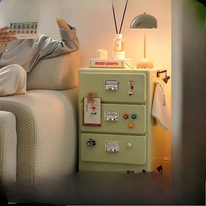 

Japanese retro three-bucket cabinet, bedroom storage, bedside table, sofa side cabinet ins metal drawer cabinet