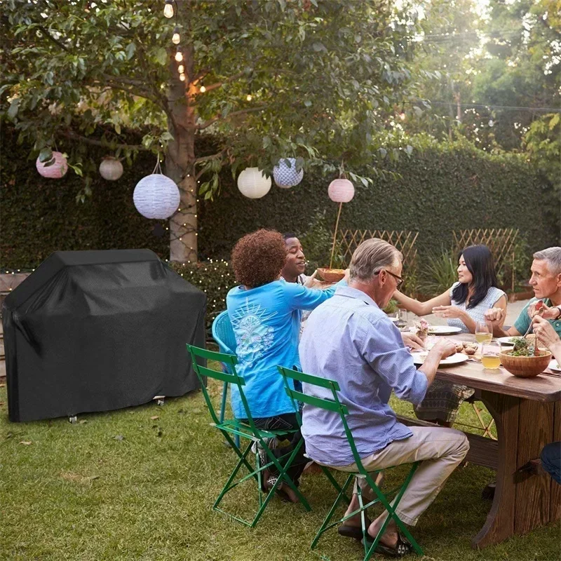 BBQ Cover Outdoor Dust Waterproof Weber Heavy Duty Grill Cover Rain Protective outdoor Barbecue cover round bbq grill black