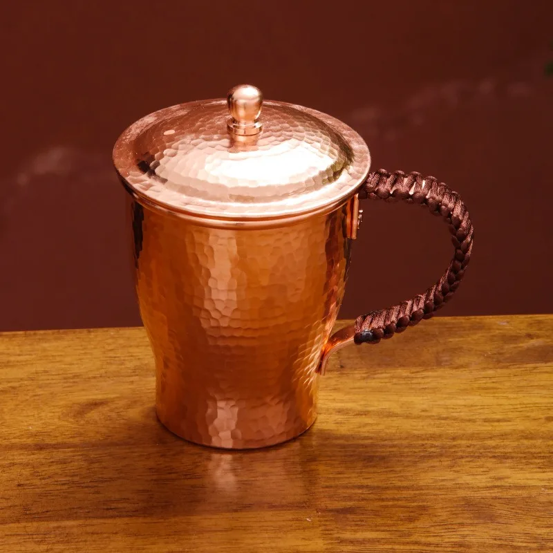 Hand‑made Thick Pure Red‑Copper Mug Multipurpose Drinking Cup for Wine Tea Household Home Bar Beverage Drinkware