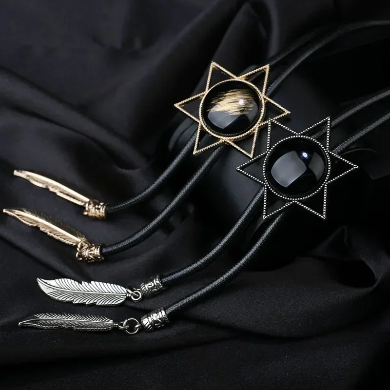 Retro Metal Bolo Tie Necktie Star Men's Necklaces Pendant Shirt Collar Bowtie Fashion Cowboy Jewelry Accessories