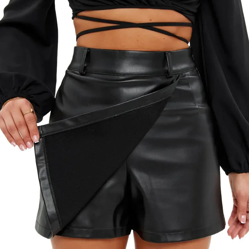 2026 سراويل نسائية جديدة مثيرة من جلد البولي يوريثان عالية الخصر تنانير سراويل ساخنة