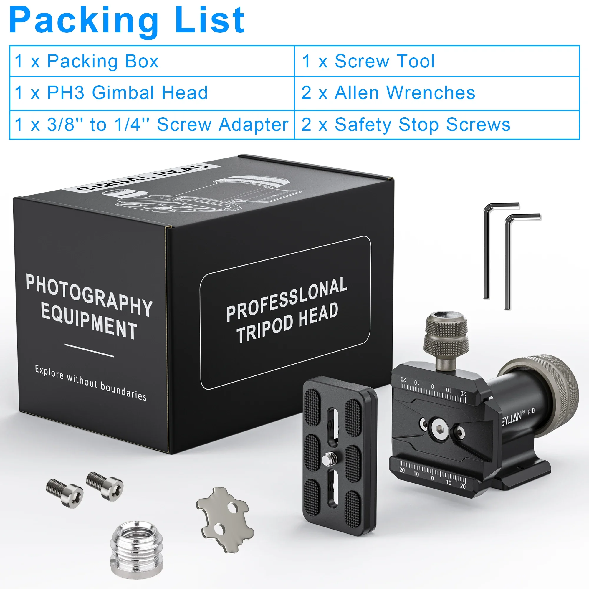 WEYLLAN PH3 Gimbal Head MonoGimbal Head Tripod Side Saddle Tilt Head for Camera Monopod Tripod with Arca Swiss Plate Load 10kg image 3