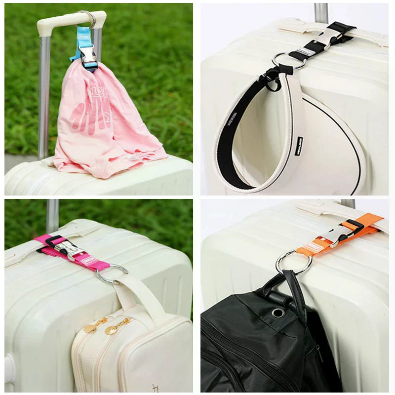 1pc Luggage Straps for Suitcases Metal Spring Clip Nylon Adjustable Belts Belt Carry on Bags Hook Strap