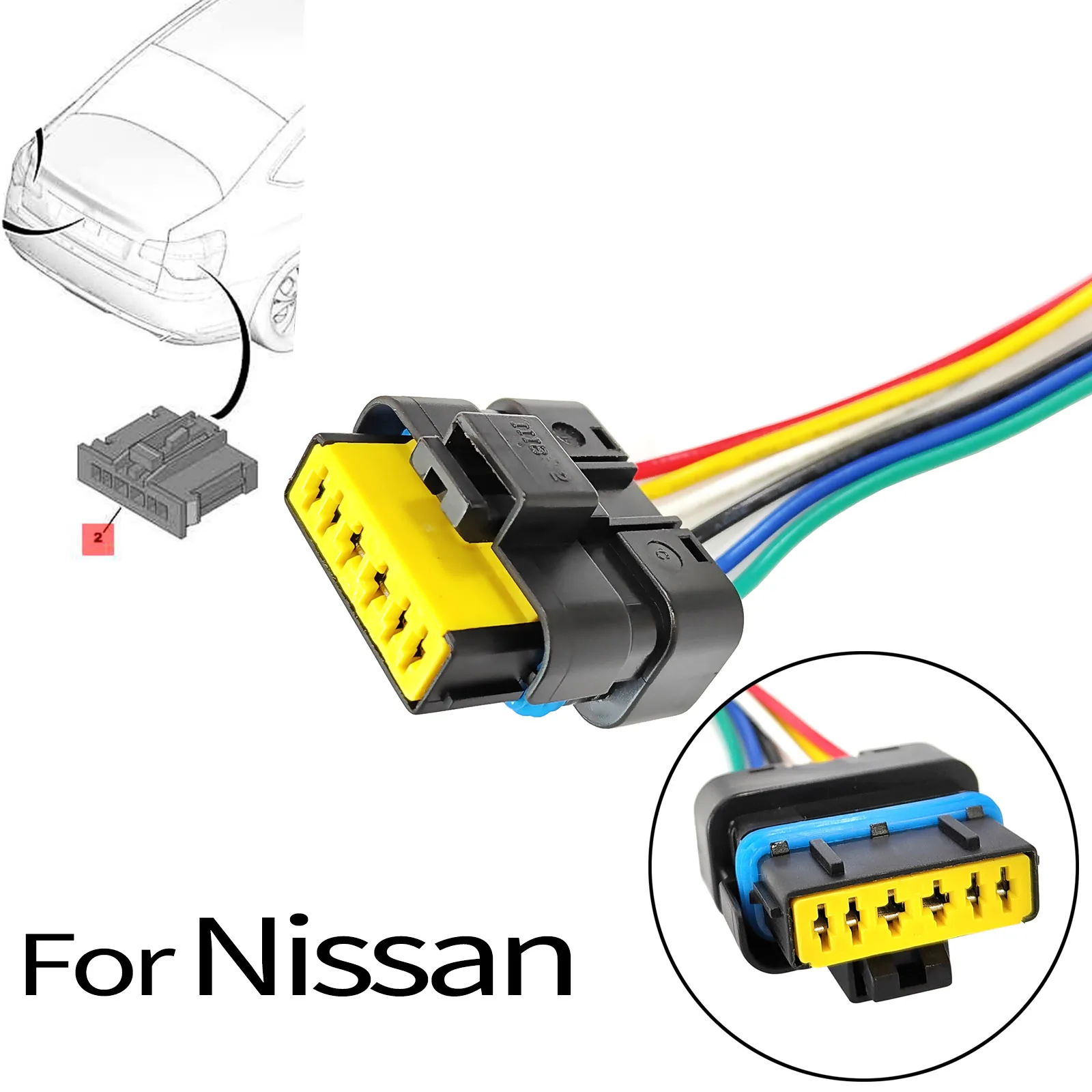 For Nissan Sunny Almera Versa Latio V-drive N17 2012 - 2019 6Pin Rear Tail Light Lamp Connector Pigtail Plug Wiring Prewired