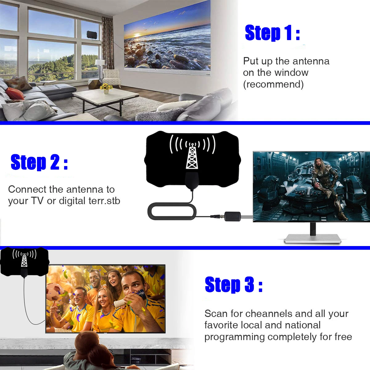 2024 Newest TV Antenna Indoor Digital, Long  5000Miles Range Smart TV Antenna, HD Antenna Amplified Support  8k 4K 1080p