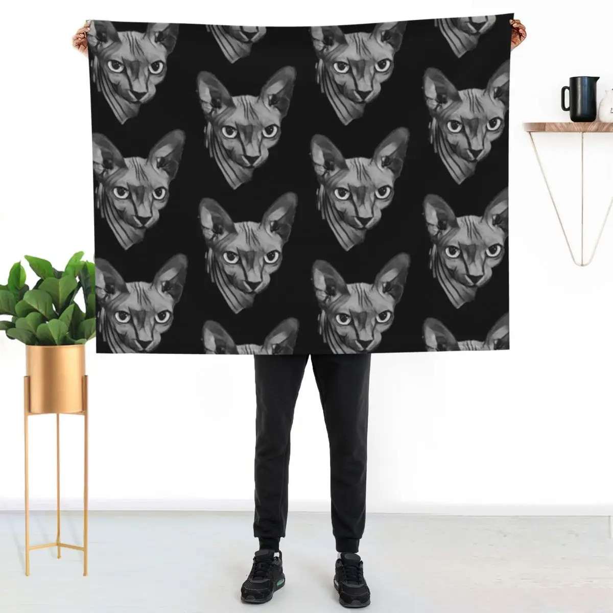 Canadian hairless Sphynx cat Throw Blanket Soft Plush Plaid Picnic Moving Thins Soft Big Thin Blankets