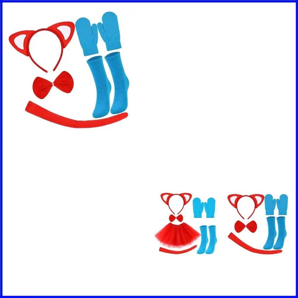 

Halloween Cats Costume Accessories Cats Ear Headband Cats Tail Bowtie Gloves Socks for Kid Boy Girl Halloween Christmas