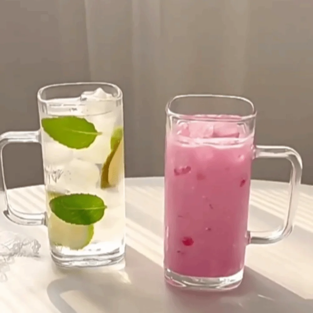 

1 шт. Ins квадратная прозрачная стеклянная чашка термостойкая эргономичная ручка кофейная чашка чашка для воды для домашнего бара посуда для напитков