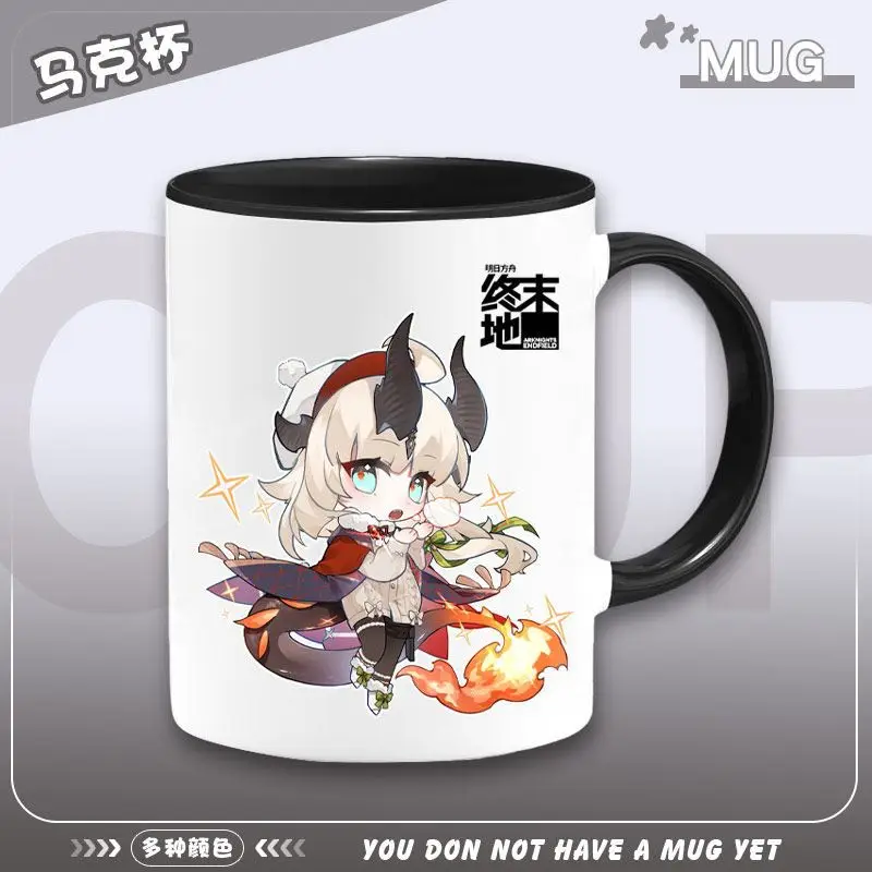 2026 in Stock Anime Game Arknights Cos Perlica Arclight Chen Qianyu Etc Unisex Cartoon-printed Ceramic Mug Cup Lid Straw Gift