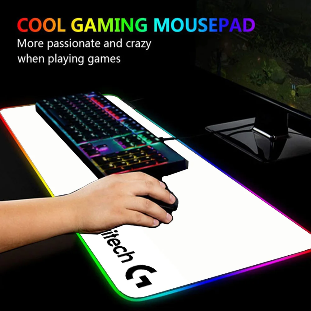 Imagem -03 - Logitech Mouse Pad com Retroiluminação Led Acessórios de Teclado Personalizado Tamanho Grande Cor Branca para pc