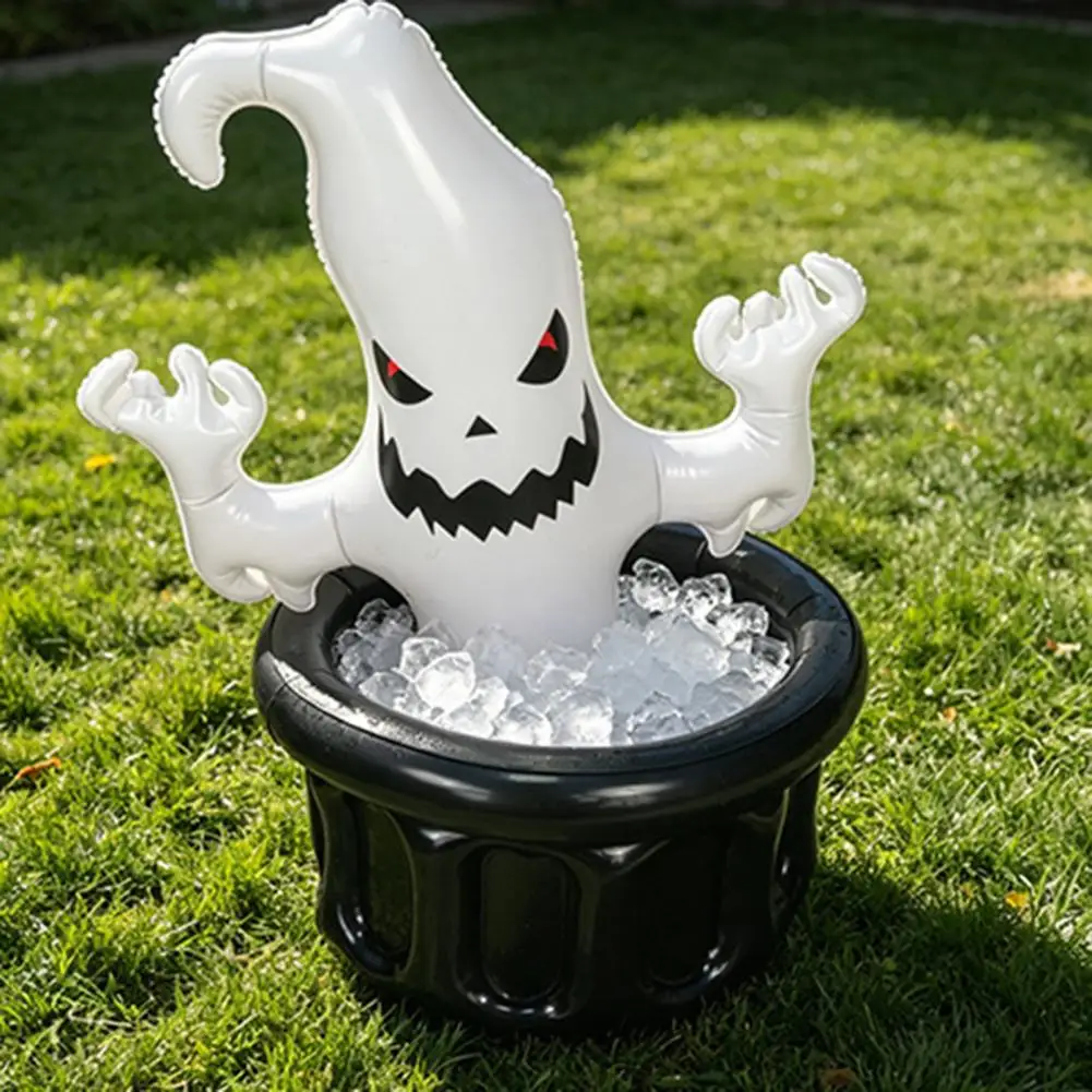 Inflatable Ghost Ice Bucket Halloween Party Drink Tub White Ghost Beverage Cooler Outdoor Picnic Ice Bucket