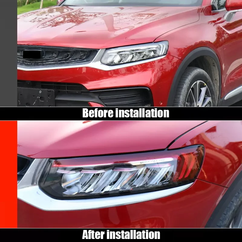 For Geely Tugella 2019 2020 2021 2022 Color changing film for daytime running lights exterior decorative light eyebrow sticker