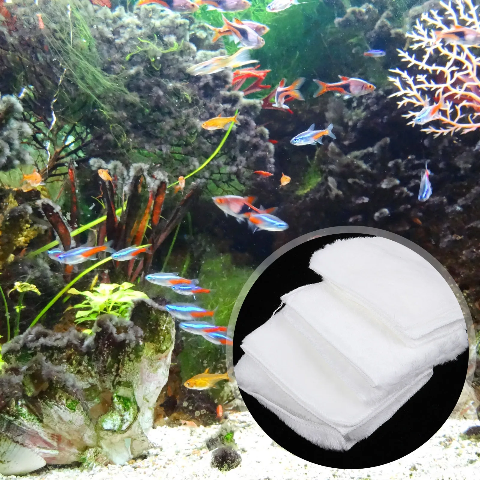 

5pcs 30X30Cm Aquarium Replacement Pads Fish Water Purification Cleaning Supplies Strong Filtration Impurities Removal Seawater